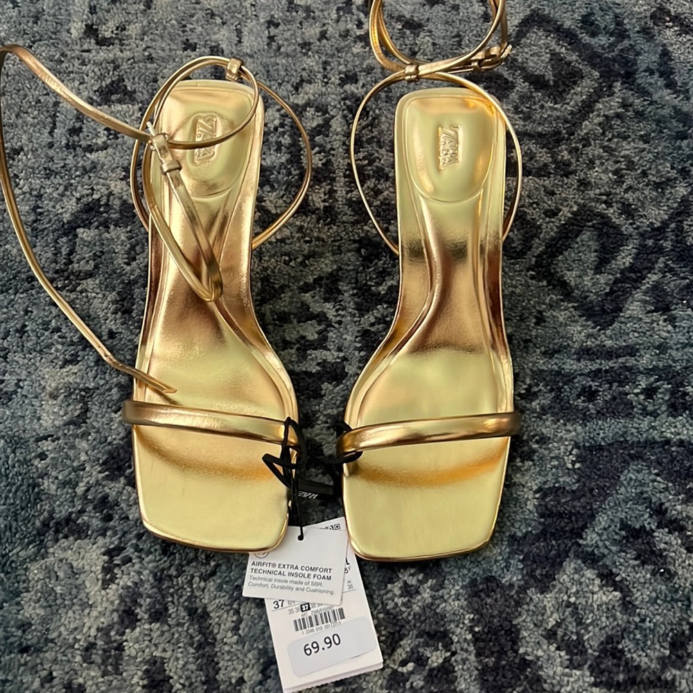 Zara Gold Heels
